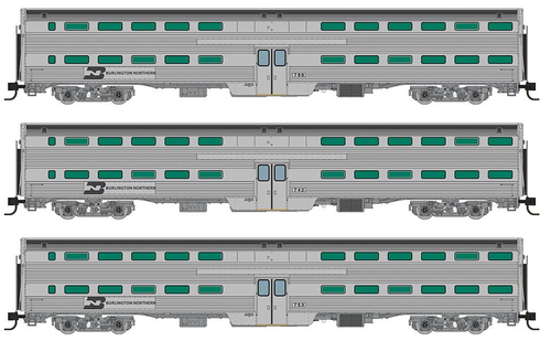 Rapido 545002 Burlington Northern Gallery Commuter Cars 3-car set SET #2 (3-Coaches) N scale