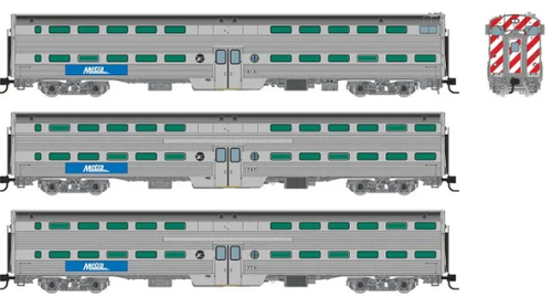 Rapido 545006 Metra BNSF Logo Gallery Commuter Cars 3-car set SET #1 (1-Cab, 2-Coaches) N scale