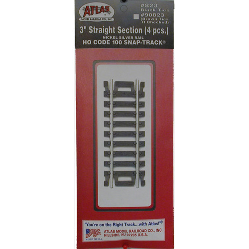 Atlas 825 1.5" Straight Track Code 100 HO gauge (4 per pack)