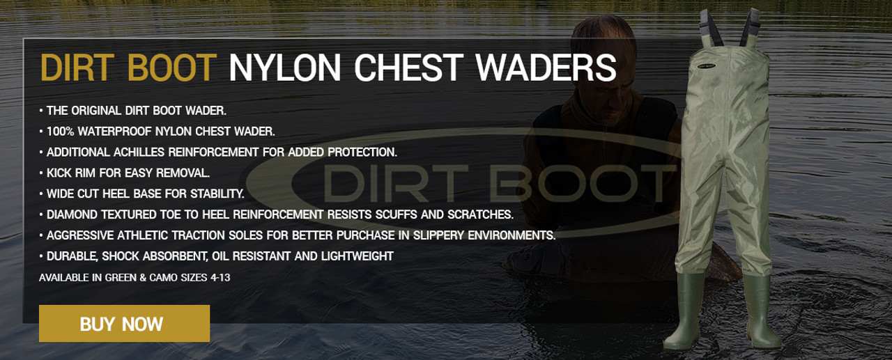 Dirt Boot Camo Nylon Chest Waders 100% Waterproof Fly Coarse