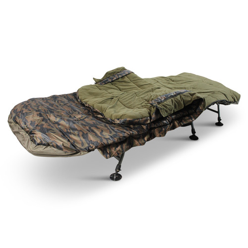 Abode Camo Fleece Topped Carp Fishing Camping Bedchair + Airtexx