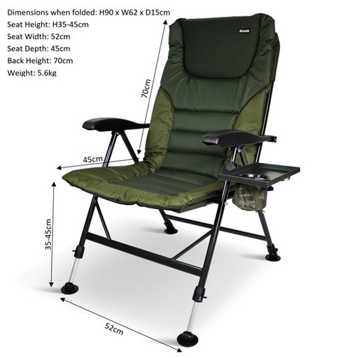 Abode Airlite Alloy Padded Easy-Arm Carp Fishing Camping Recliner Chair &  Cup Tray - KOALA PRODUCTS FISHING TACKLE