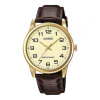 Casio MTP-V001GL-9B Men's Gold Stainless Steel Leather Band Easy Reader Watch
