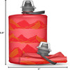 HydraPak Mountain Stow (500ml, 17oz) - Collapsible Water Bottle - Ultralight & Packable Travel Bottle, Flexible Ski, Hike, Bike or Climb Squeeze Flask - Redwood Red