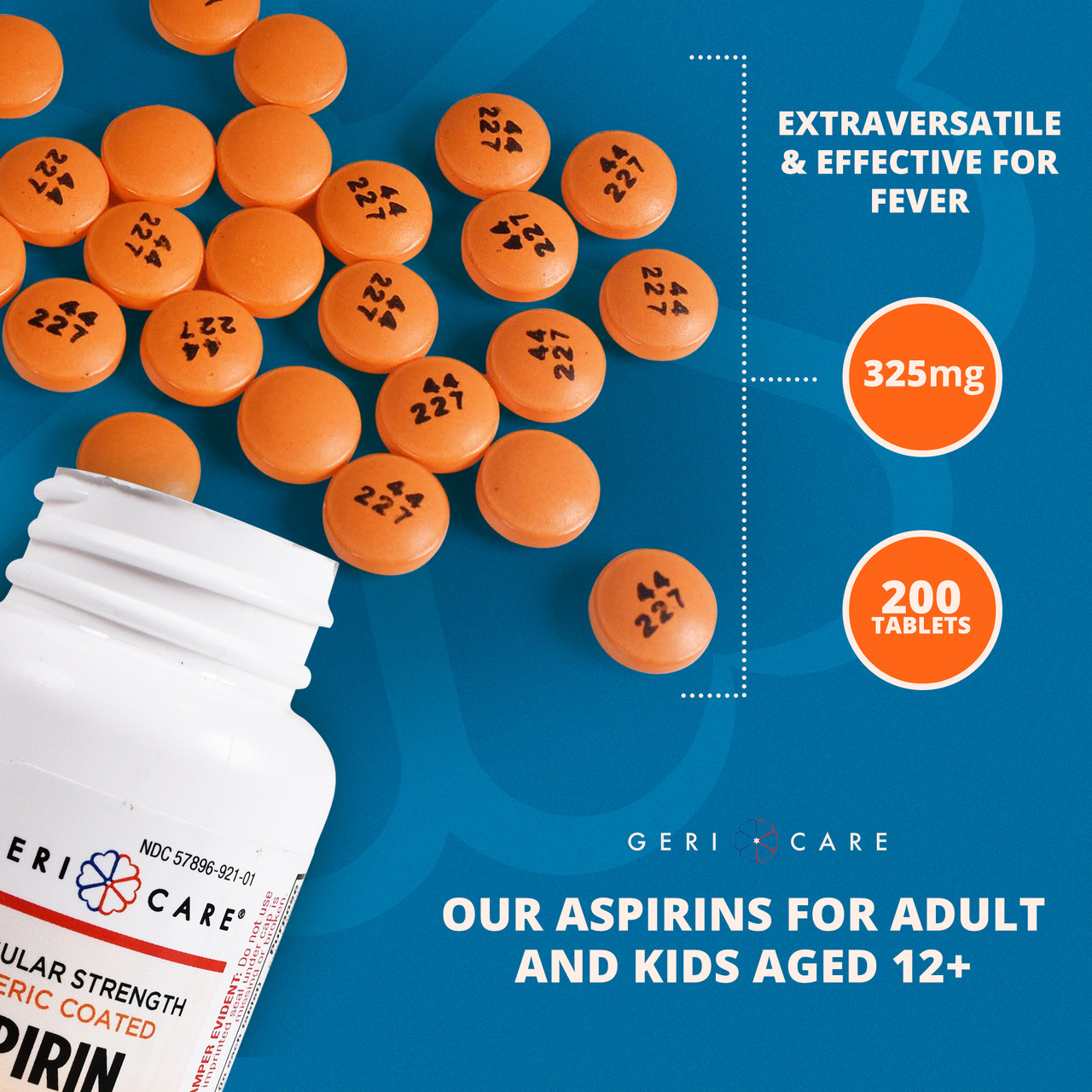 GeriCare Enteric Coated Aspirin Tablets 325mg (200 Count)