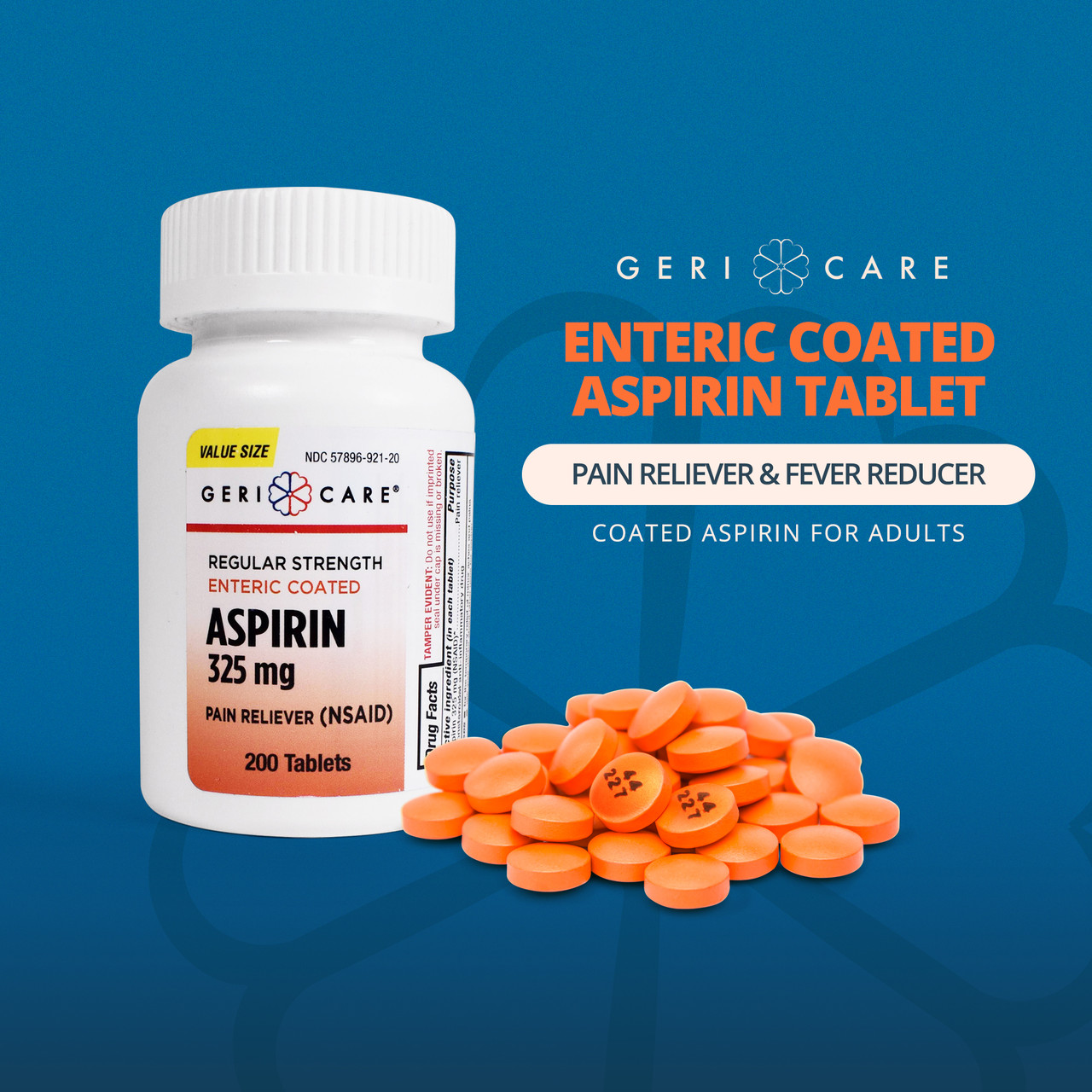 GeriCare Enteric Coated Aspirin Tablets 325mg (200 Count)