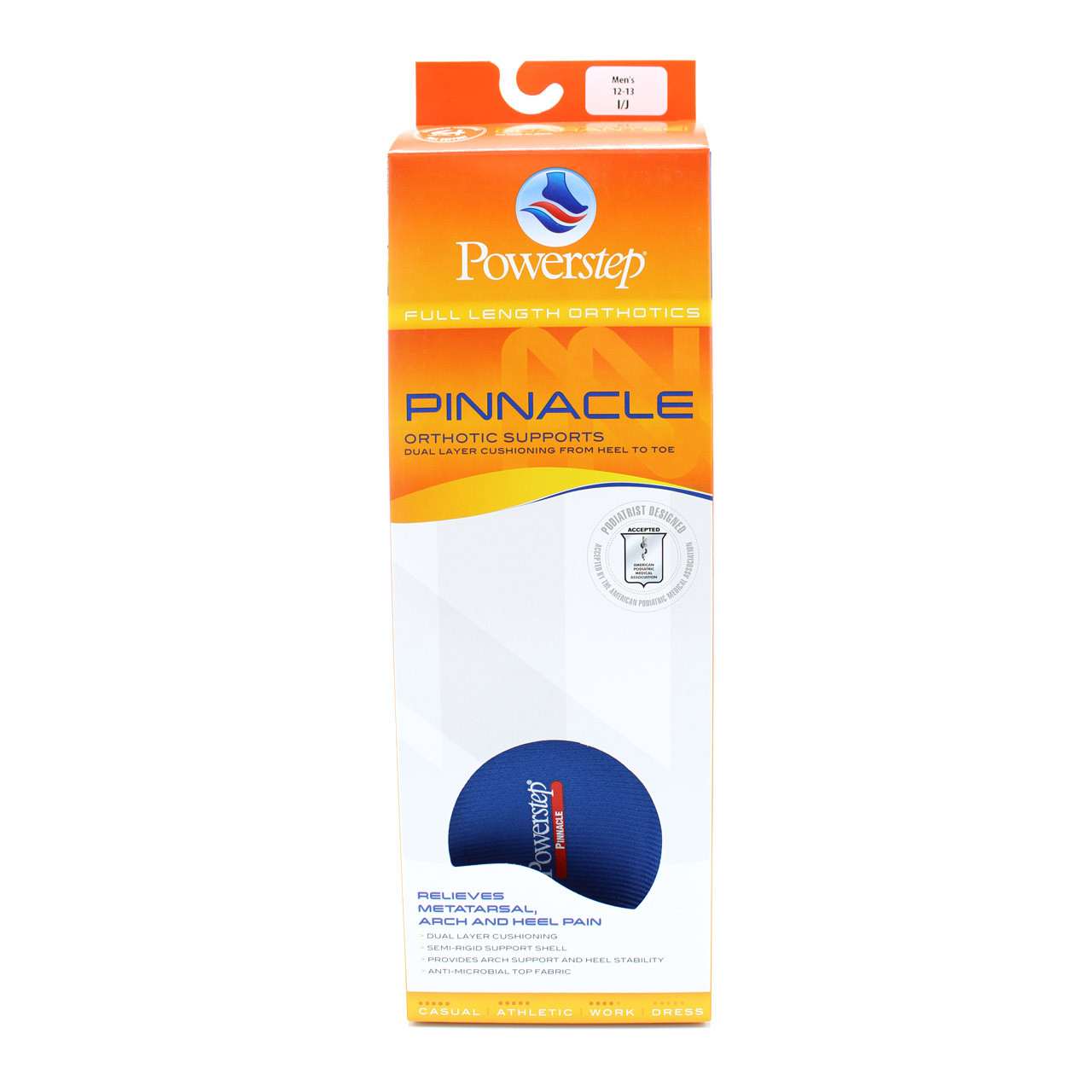 Powerstep Pinnacle Premium Full Orthotic Shoe Insoles (Blue)