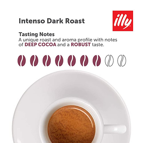 Illy Espresso Single Serve Coffee Compatible Capsules, 100% Arabica Bean Signature Italian Blend, Intenso Dark Roast, 10 Capsules