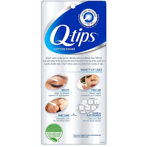 Q-tips Cotton Swabs For Hygiene and Beauty Care Original Cotton Swab Made With 100% Cotton 625 Count