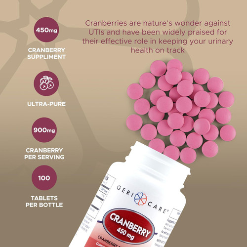 GERICARE CRANBERRY SUPPLEMENT TABLETS 100 COUNT 450MG