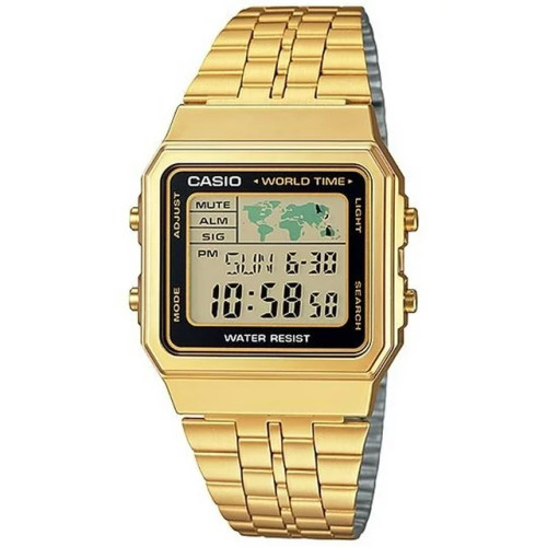 CASIO Men's Digital World TIME A500WGA-1 Gold Stainless Steel Watch