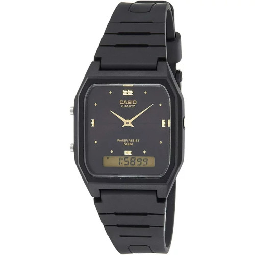 Casio AW48HE-1AV Men's Black Resin Band Analog Digital Dual Time Zone Watch