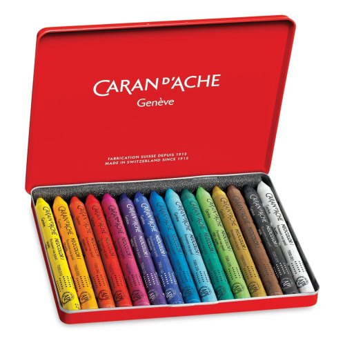 Caran d'Ache Neocolor I Water-Resistant Wax Pastels, 15 Colors