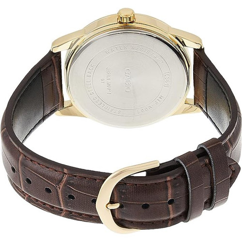 Casio MTP-V001GL-9B Men's Gold Stainless Steel Leather Band Easy Reader Watch