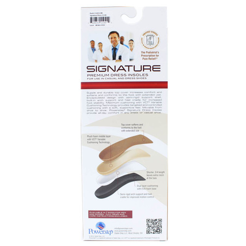 Powerstep Signature Dress 3/4 Length Orthotic Insoles (Pair)