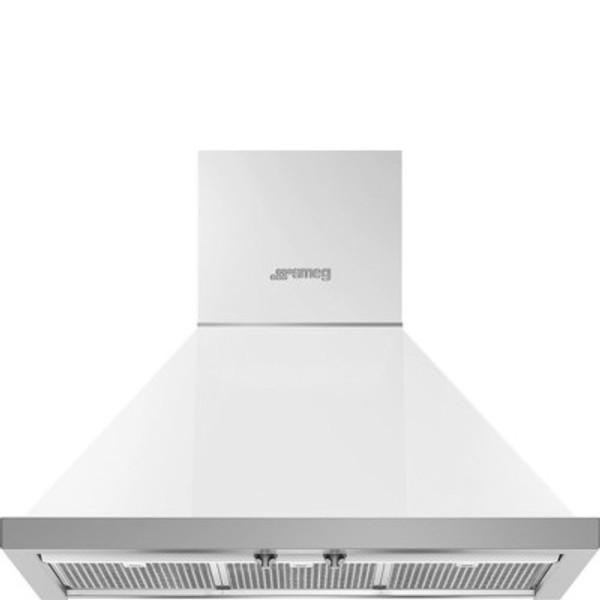 White Smeg 30" Portofino Chimney Wall Hood