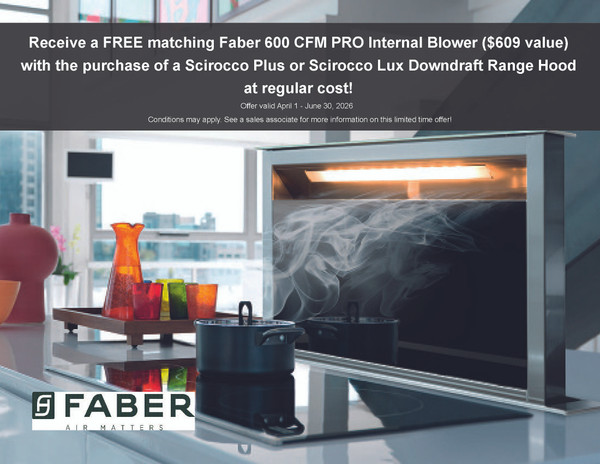 Scirocco Plus or Scirocco Lux Downdraft Range Hood