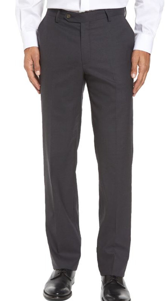 Berle Stretch Tropical Weight Wool Trousers - Medium Grey