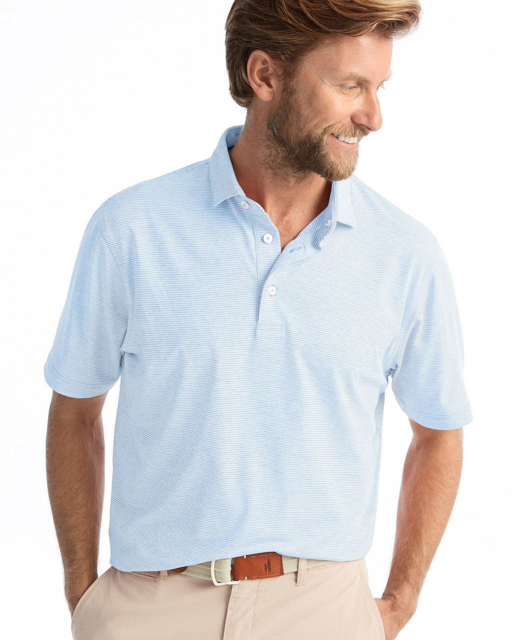 Peter Millar Jubilee Stripe Stretch Jersey Polo - Cottage Blue/White -  Craig Reagin Clothiers