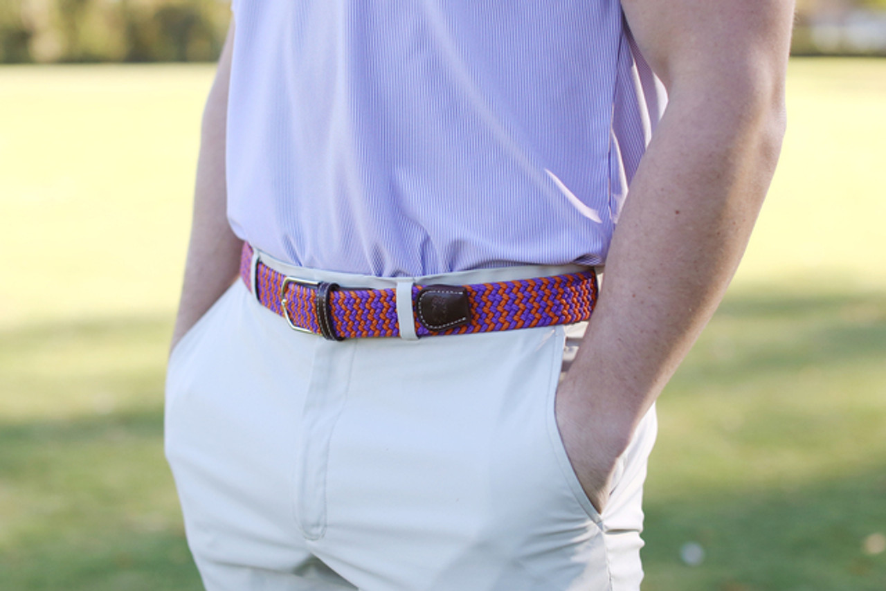 Roostas The Aiken Two Toned Woven Elastic Stretch Belt - Purple