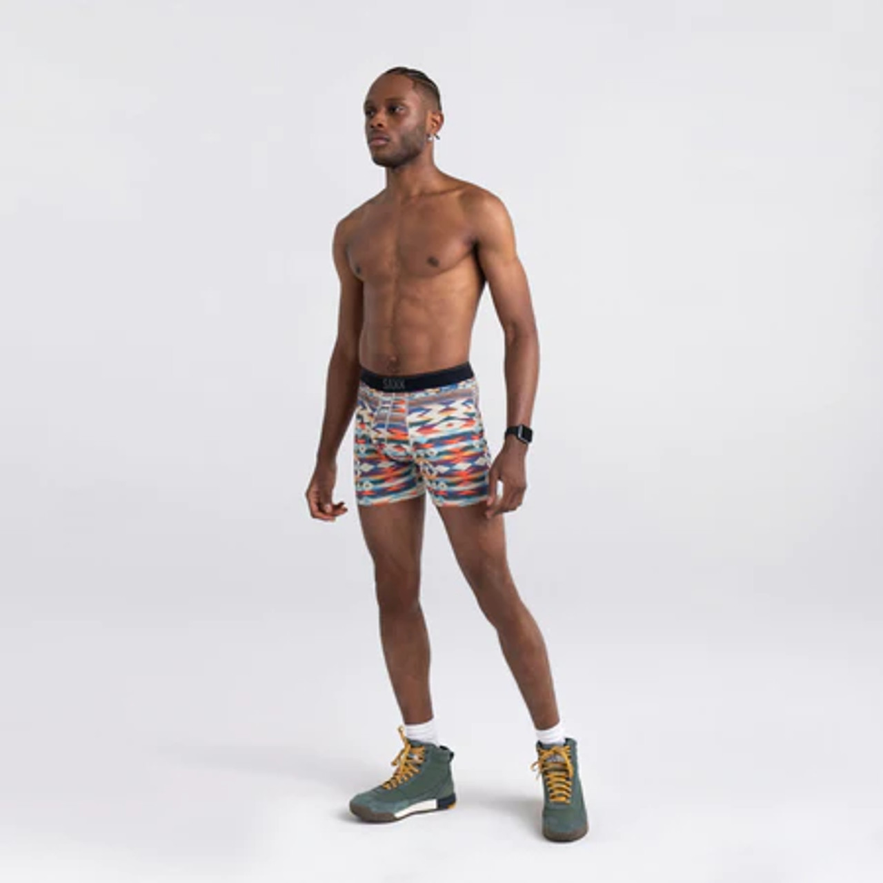 Saxx Quest Quick Dry Mesh Boxer Brief: Park Lodge Geo - Multi