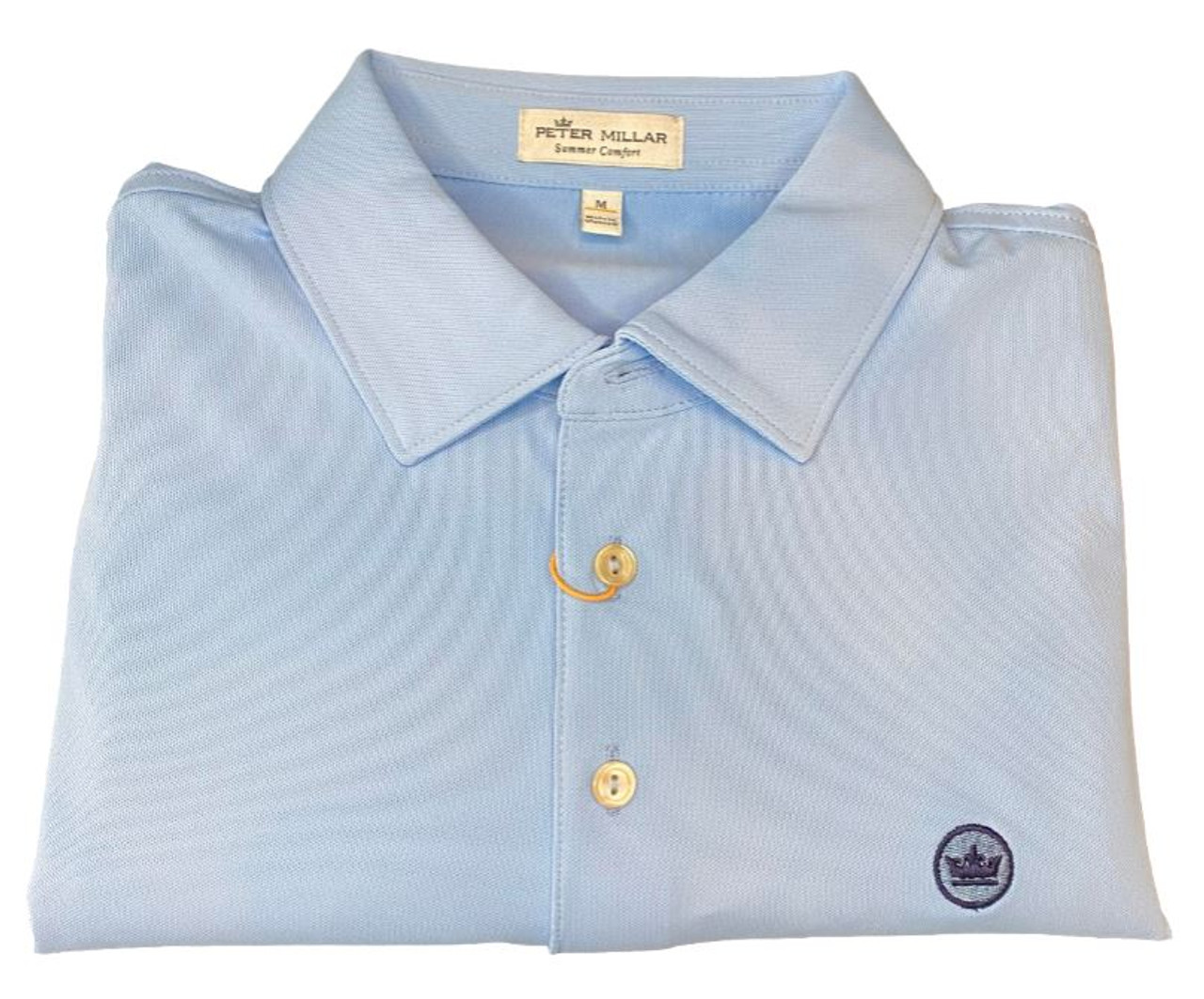 Peter Millar Solid Stretch Mesh Polo: Cottage Blue - Crown Logo - Craig  Reagin Clothiers
