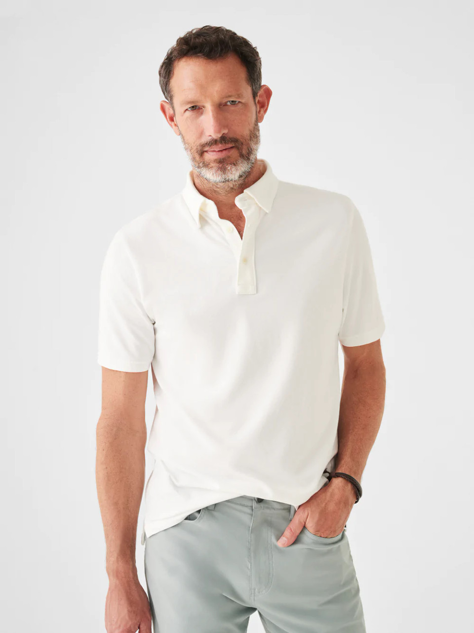 Faherty Movement™ Short-Sleeve Polo: White