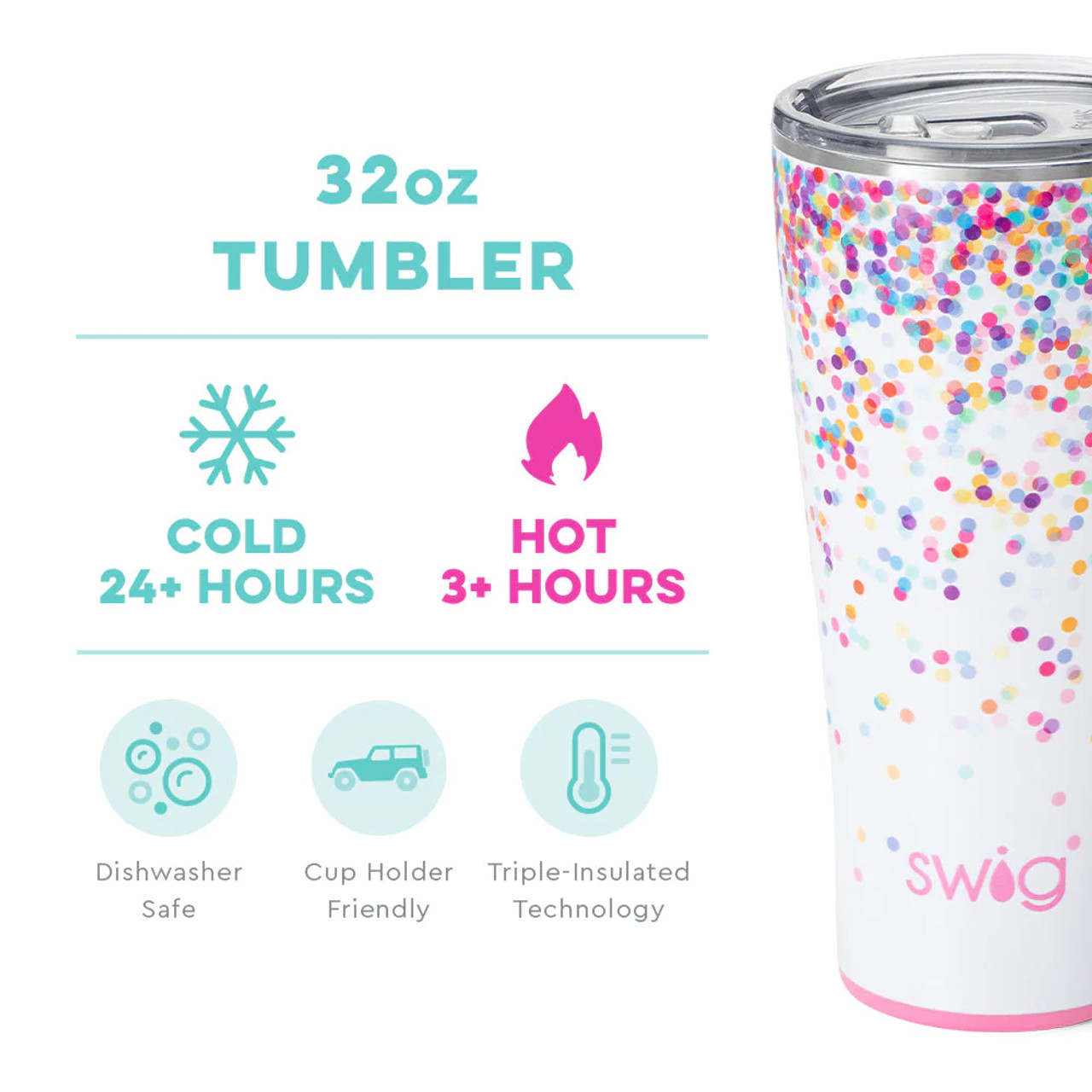 Swig Life, Swig Life Confetti 18 Ounce Travel Mug, Travel Mug, Swig Tumbler,  Swig Travel Mug, Confetti 