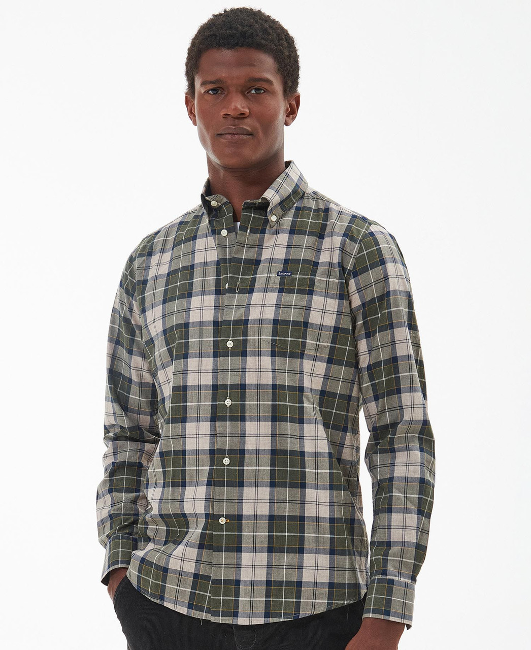 Barbour Mens Wetheram Tailored Shirt: Forest Mist