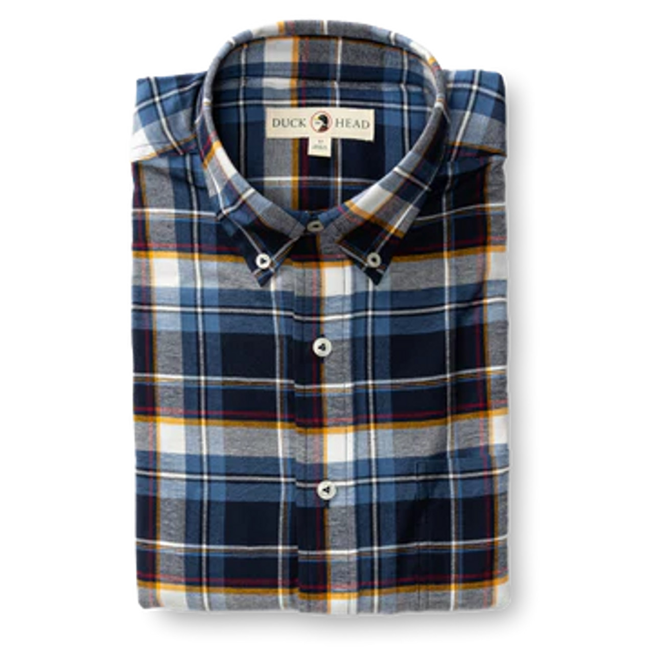 Duck Head Cotton Flannel Sport Shirt Sullivan Plaid: Navy