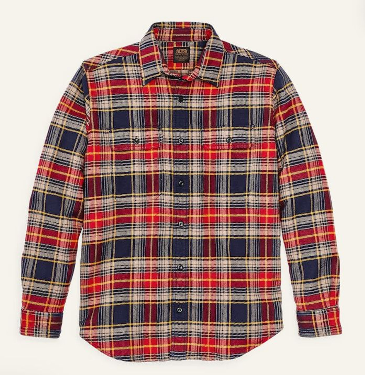 Filson Vintage Flannel Work Shirt: Flag Blue/Walnut Plaid