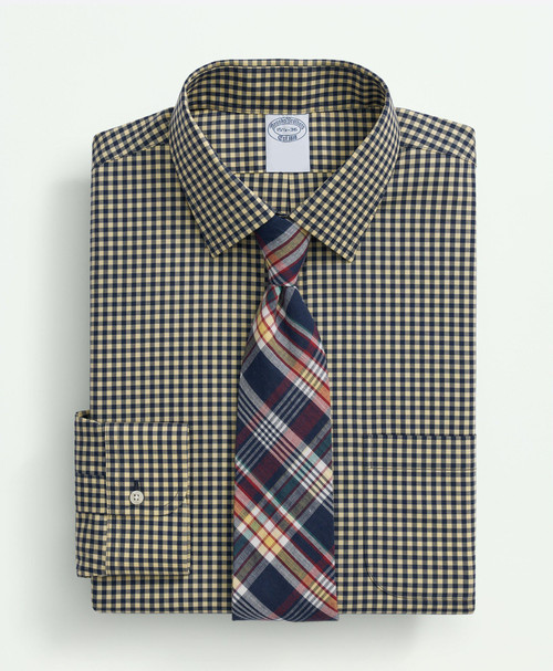 Brooks Brothers Stretch Supima® Cotton Non-Iron Pinpoint Oxford Ainsley Collar, Gingham Dress Shirt
