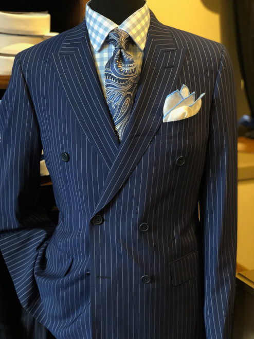 Trend by MaxMan Navy Pinstripe Suit: Double Breasted - Craig