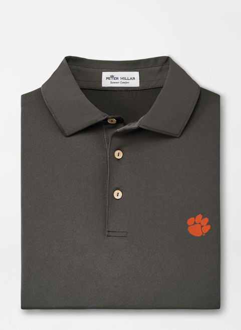 Peter Millar Clemson Paw Jubilee Stripe Performance Polo: Orange