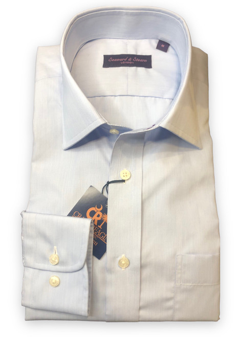 Seaward and Stearn Blue Brushed Twill Sport Shirt - Craig Reagin Clothiers