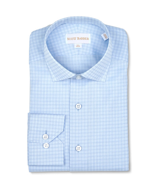 Scott Barber Dobby Windowpane Dress Shirt: Sky - Craig Reagin Clothiers