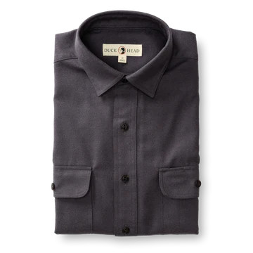 Duck Head Performance Flannel Sport Shirt Caldwell Solid: Cast Iron ...