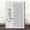 Brandon Lake Gratitude Grey Rustic Script Song Lyric Wall Art Canvas Framed Print