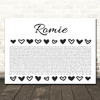 Beenie Man Romie Hearts Black & White In Row Song Lyric Wall Art Canvas Framed Print