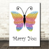 Bruno Mars Marry You Rainbow Butterfly Song Lyric Wall Art Canvas Framed Print