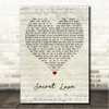 Bee Gees Secret Love Script Heart Song Lyric Wall Art Canvas Framed Print