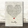 Blue Guilty Script Heart Song Lyric Wall Art Canvas Framed Print