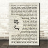 Brandi Carlile My Song Vintage Script Song Lyric Wall Art Canvas Framed Print
