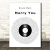Bruno Mars Marry You Vinyl Record Song Lyric Wall Art Canvas Framed Print