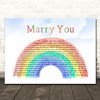Bruno Mars Marry You Watercolour Rainbow & Clouds Song Lyric Wall Art Canvas Framed Print