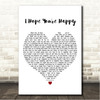 Blue October I Hope You're Happy White Heart Song Lyric Wall Art Canvas Framed Print