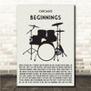 Chicago Beginnings Drum Kit Black Song Lyric Wall Art Canvas Framed Print