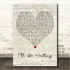 Cian Ducrot Ill Be Waiting Script Heart Song Lyric Wall Art Canvas Framed Print