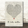 Counterfeit It Gets Better Script Heart Song Lyric Wall Art Canvas Framed Print