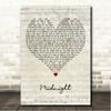 Creeper Midnight Script Heart Song Lyric Wall Art Canvas Framed Print